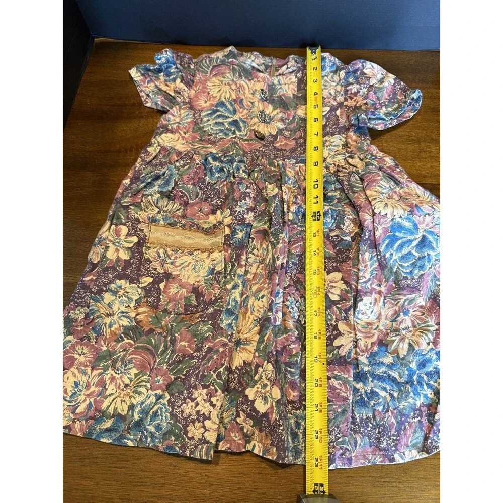 Vintage 90s Floral Print Girls Dress